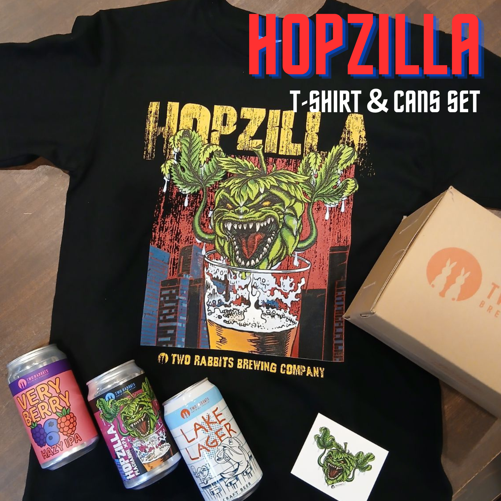 HOPZILLA Tシャツ&Cans3セット（Size-L） – TWO RABBITS BREWING COMPANY
